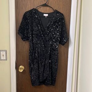 Pink Lily black sequined mini dress